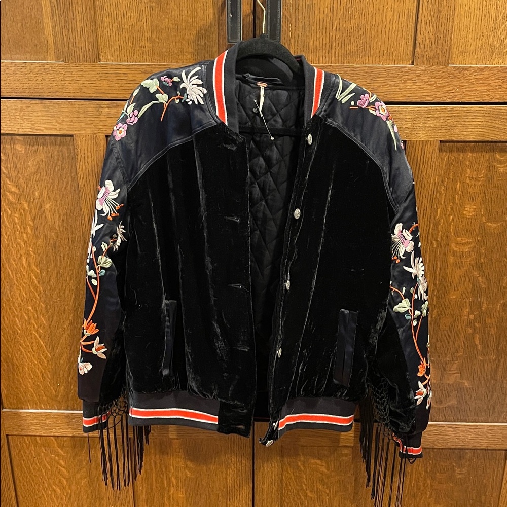 Embroidered Black Velvet Women's Jacket NWOT